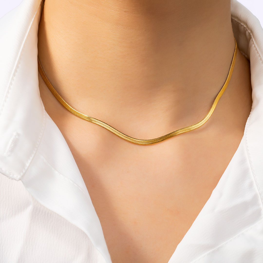 Herringbone Chain Choker Necklace