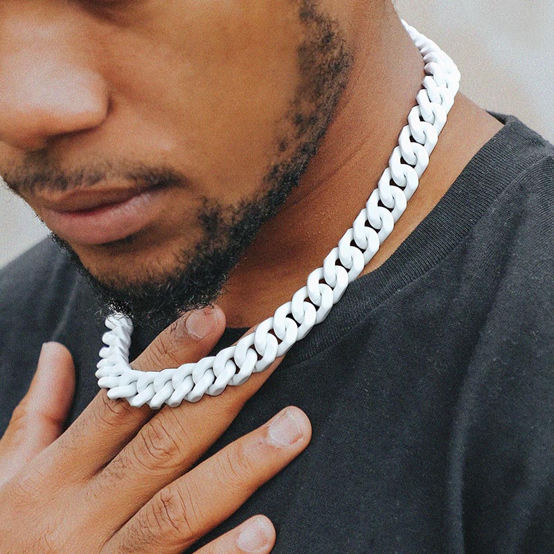 Titanium Steel Lacquered Miami Cuban Link Chain