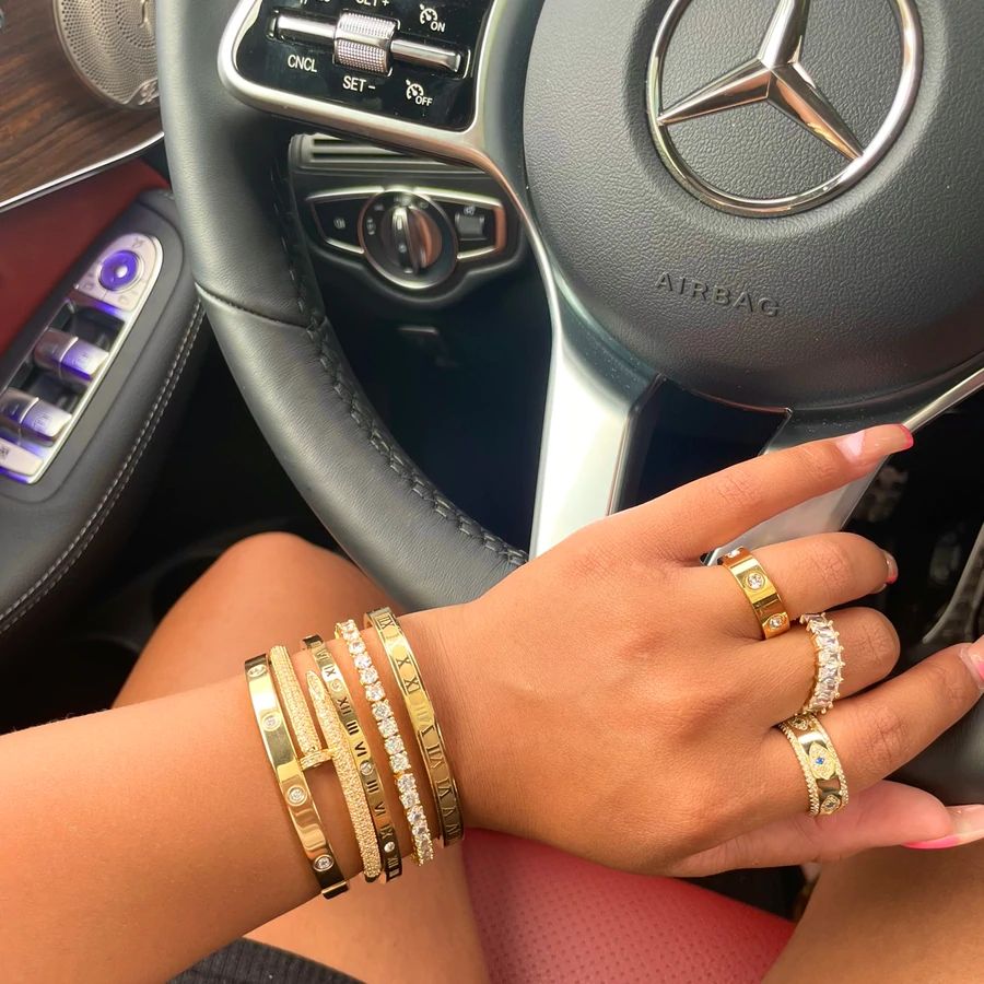 Micro Pave Nail Bangle