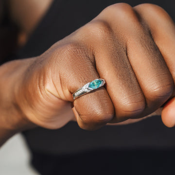 1CT Marquise Cut Aqua/White Moissanite Ring in   [S925 Sterling Silver]