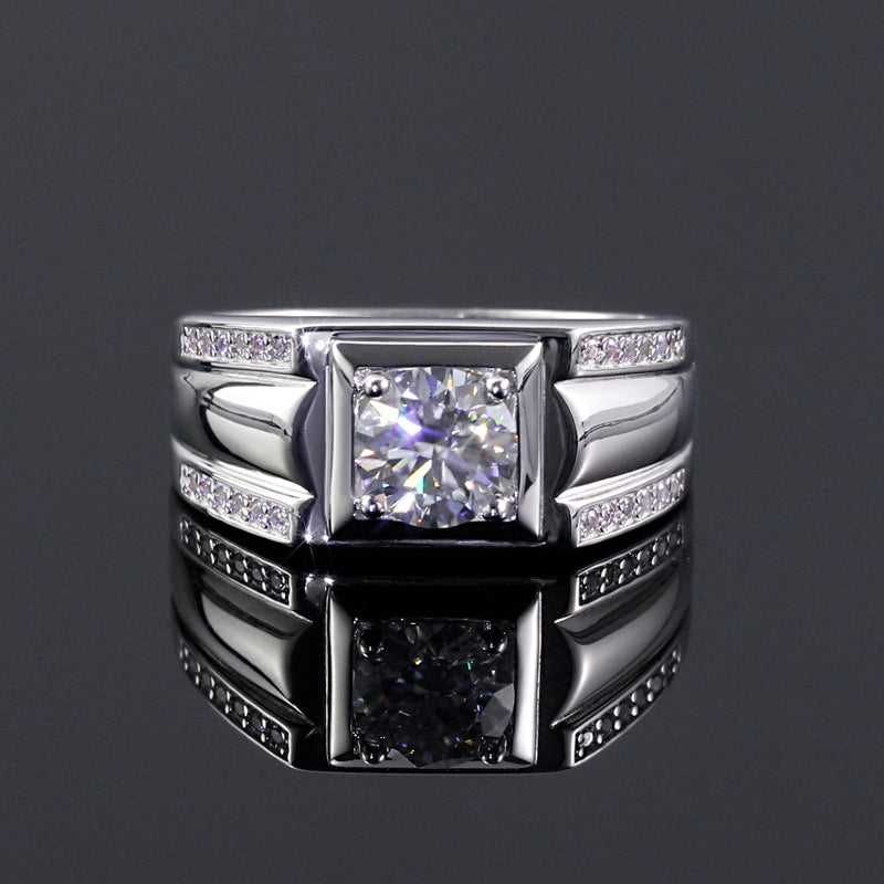 Round Cut Men's Engagement Ring  [1Ct Moissan]
