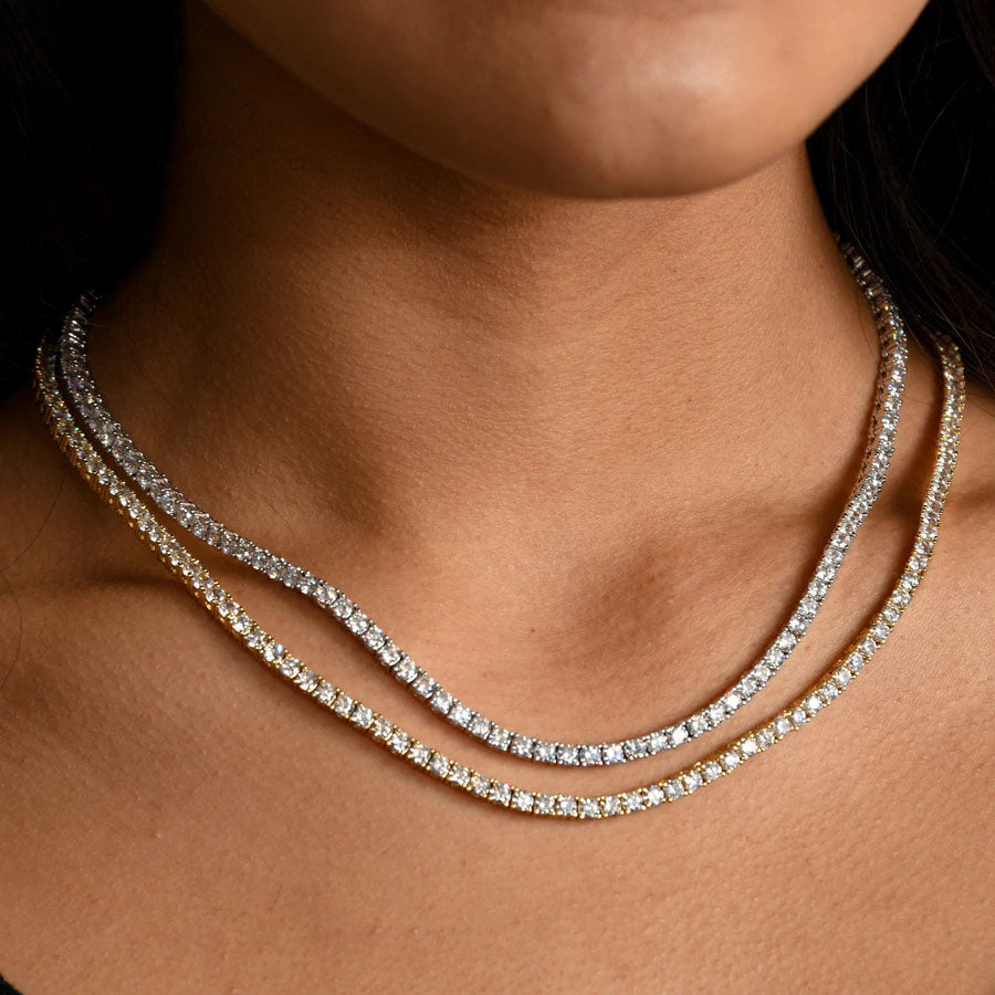Crystal Tennis Chain in White Gold