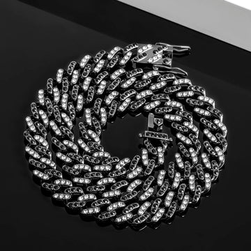 Black & White Stones Cuban Chain
