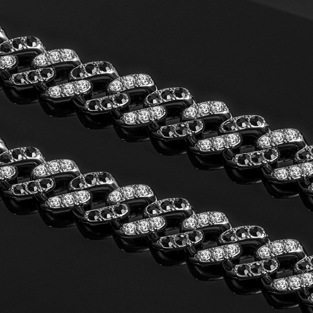 Black & White Stones Cuban Chain