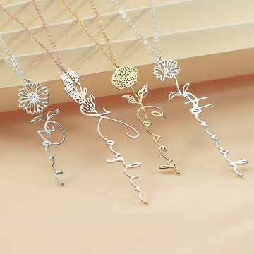 Birth Flower Name Necklace
