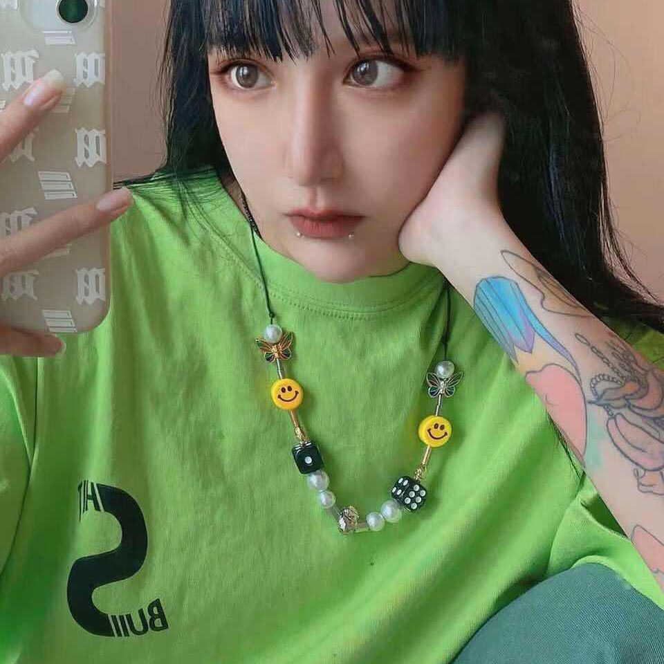 Fashion Rapper Dice Pearl Necklace