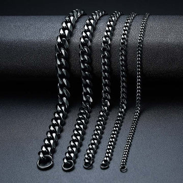 Diamond-Cut Cuban Chain in Black