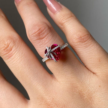 Butterfly Knot Heart Engagement Ring