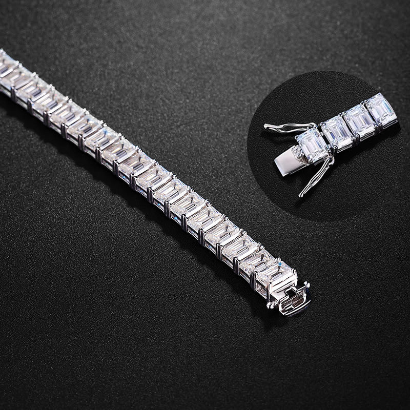 Moissanite 8" Baguette Cut Tennis Bracelet