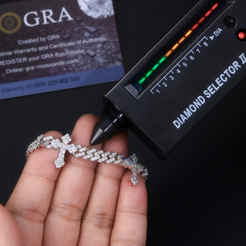 Cross Cuban Bracelet In White Gold