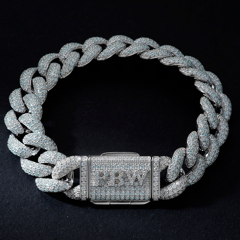 [ S925]  Silver Cuban Link Bracelet with Custom Name