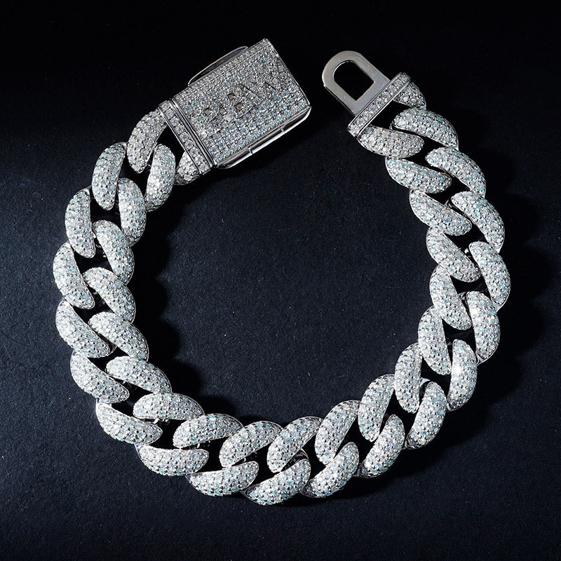 [ S925]  Silver Cuban Link Bracelet with Custom Name