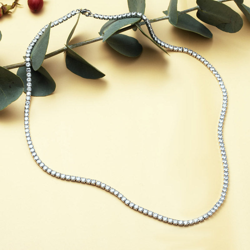 Crystal Tennis Chain in White Gold