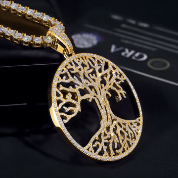 Hollow Tree of Life Circle Pendant