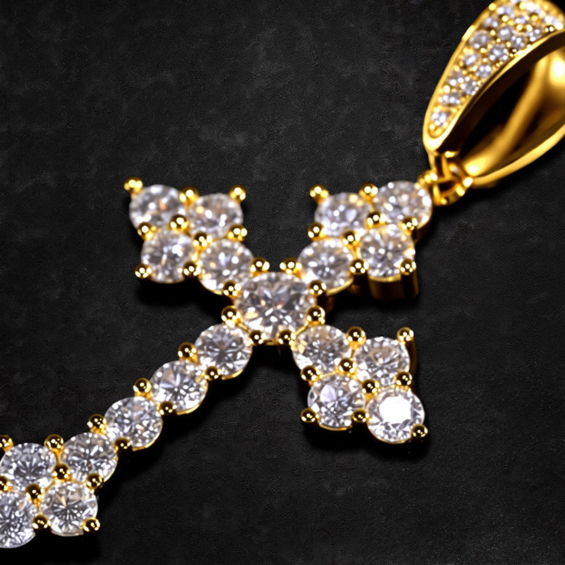 Moissanite Round Cut Cross Pendant