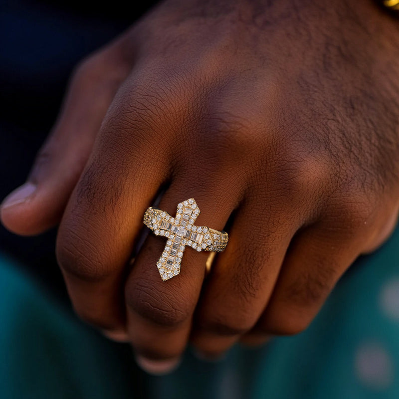 Baguette Cut Cross Ring