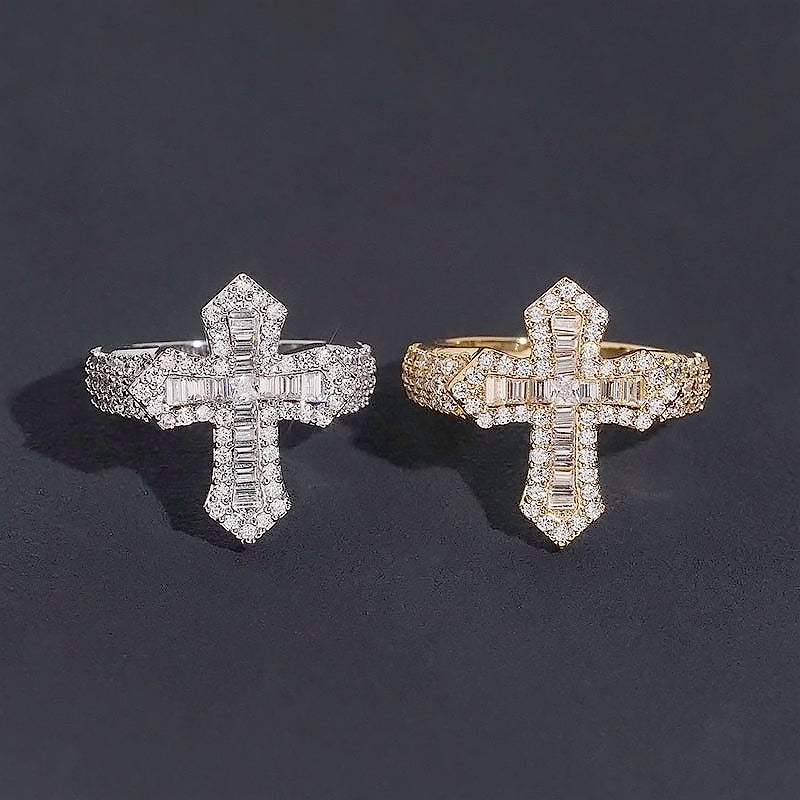 Baguette Cut Cross Ring