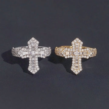 Baguette Cut Cross Ring