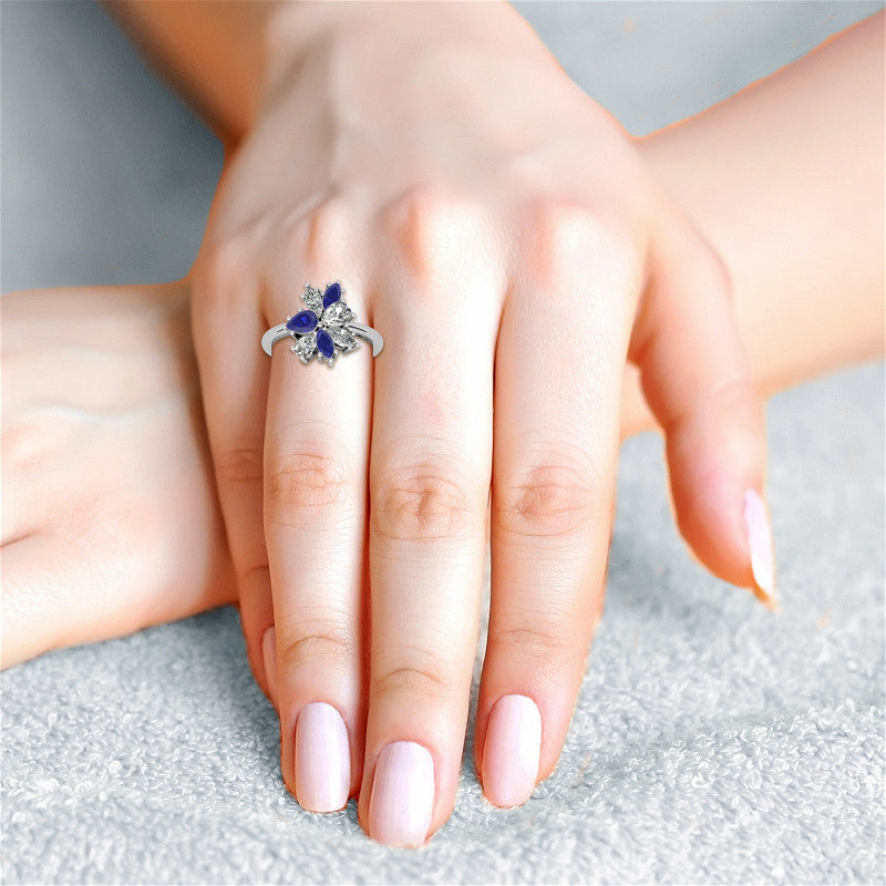 Pear and Marquise Cluster Style Cocktail Ring